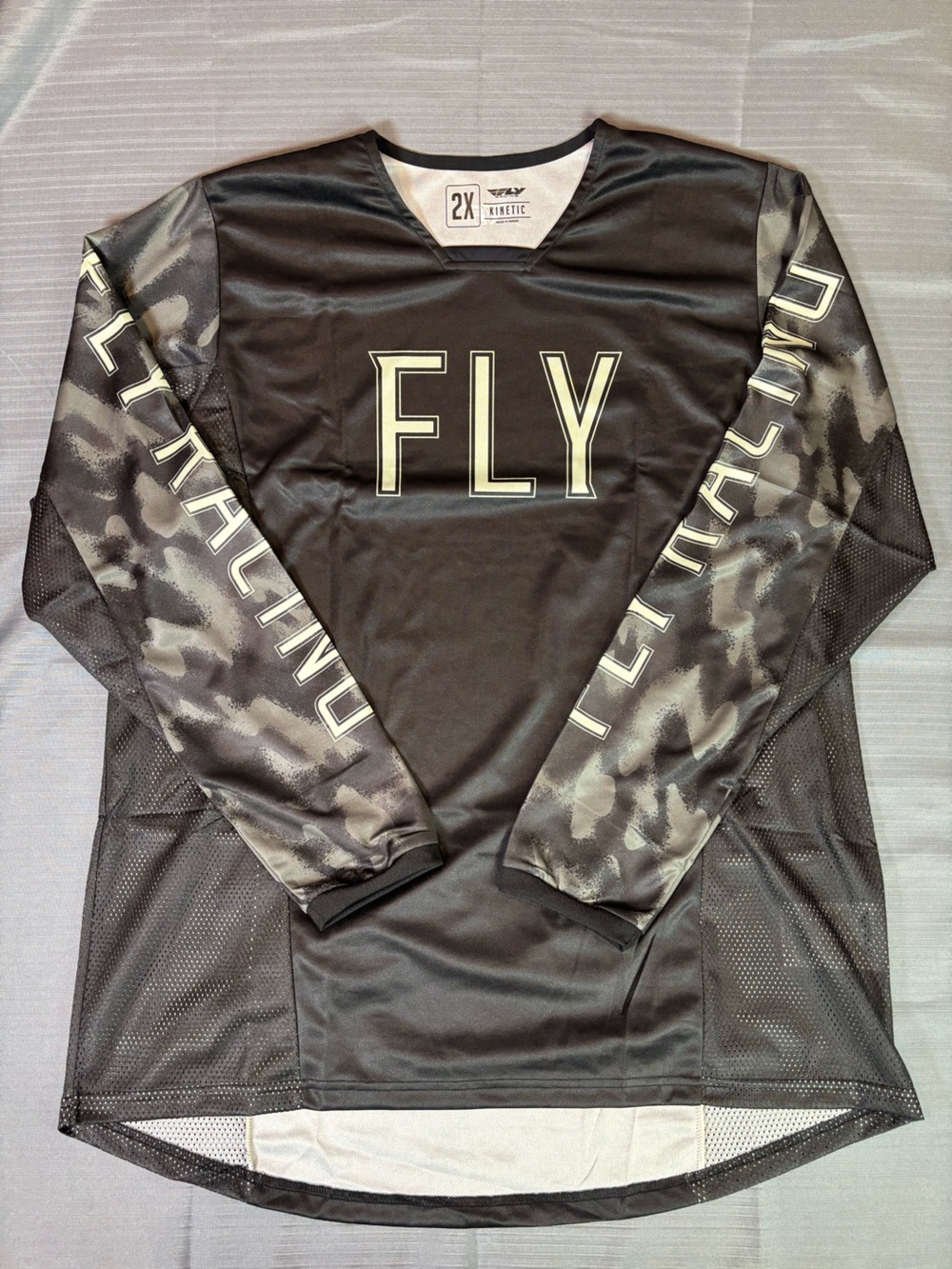 FLY Racing Kinetic Black Grey Camo Motocross Jersey MX ATV UTV 2XL